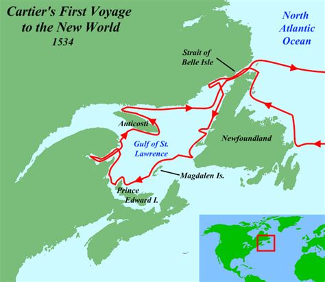 voyage cartier|map of jacques cartier voyage.